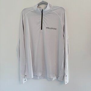 Peloton Rhone White Long Sleeve Quarter Zip Long Sleeve Athletic Shirt w. Grey L